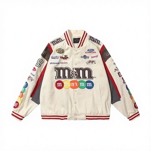Chaqueta de Béisbol Americana M&M para Hombre, Resistente al Viento, Bordada, de Poliéster/Algodón, Estilo Retro Hip Hop, Corte Holgado - Product Image 2