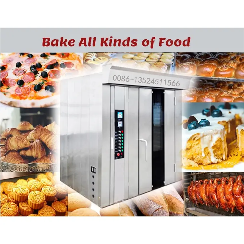 Melhor preço Industrial Big Bakery Rotary Forno 32 Bandeja Elétrica/Gás Comercial para Venda Equipamento de padaria forno