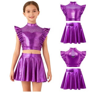 6-16 Kids Girls Jazz <b>Dance</b> Outfit Metallic <b>Crop</b> <b>Top</b> With Flared Skirt Set Performances Classes Stage Shows <b>Dance</b> Costume Lyrical - Product Image 5