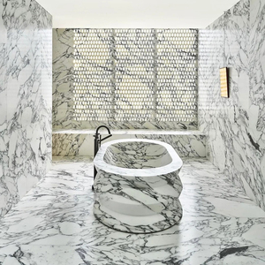 Dalle de marbre blanc Arabescato en pierre naturelle pour escalier de villa, plan de travail de cuisine, cheminée en marbre, rénovations de maison - Product Image 2