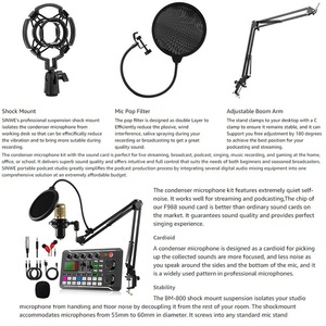 BM800 Studio Microfone Kits Com 998 Sound Card Professional Studio Microfone Condensador para Computador Celular - Product Image 4