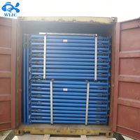 Étais de coffrage télescopiques en acier bleus réglables, diamètre 40-60 mm, sécurisés et personnalisables pour la construction hospitalière, très sûrs