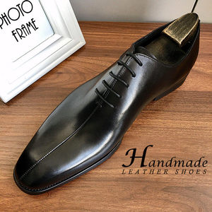 New style lace-up business formal leather shoes, handmade <b>by</b> men, for business and casual wear, top-grain cowhide shoes - Product Image 1