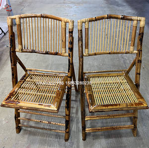 Silla plegable de bambú de gran oferta con cojín extraíble Silla plegable de banquete de bambú en color natural - Product Image 4