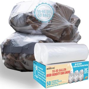 55-60 Gallon Trash <b>Bags</b> 50 Count Clear Heavy Duty High Density Can Liners for Home Recycling - Product Image 1