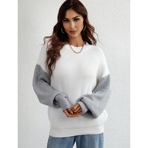 Venta al por mayor Niñas New <span class=keywords><strong>Jersey</strong></span> Primavera Otoño Match Color Cuello redondo Top de punto Suéter Batwing Suéter de manga larga - Product Image 5