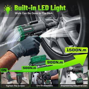 21V Slagmoersleutel 1500N.m met 4.0Ah accu Draadloos Hoog Koppel 5 Steeksleutels Borstelloos Doe-het-zelf Truck Camper Auto - Product Image 3