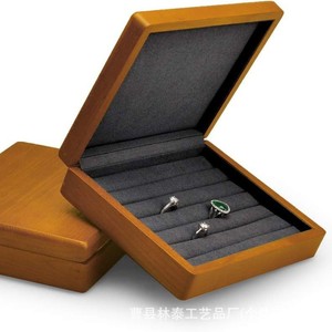 Solid Wood <b>Ring</b> <b>Box</b> Square Walnut Color Jewelry Storage Display Case Customizable - Product Image 1