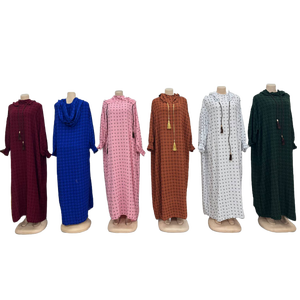 عباية الشرق الأوسط رداء إسلامي مطرز ثوب نوم فضفاض بحبل بغطاء رأس فستان طويل الأكمام - Product Image 2