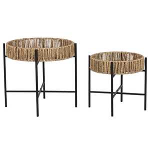 Ensemble de 2 tables d'appoint en fibre métallique 49x49x44 noir - Product Image 3