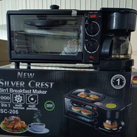 Station de petit-déjeuner 3-en-1 multifonctionnelle pour agents d'achat en gros : machine à café, grille-pain et poêle antiadhésive avec contrôle de température