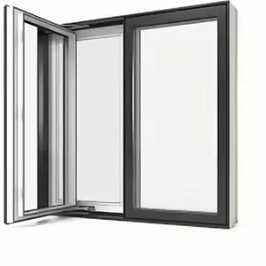 Hotian energy efficiency black aluminum tempered glass casement windows with germany hardware