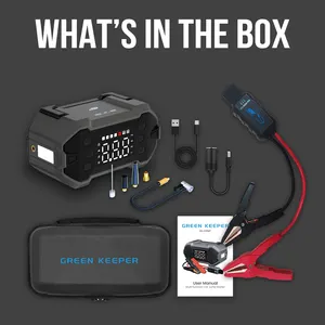 Greenkeeper 12v 24v 20000mah Car Battery Booster Lithium Jump Starter Car Jump Starter With Air Compressor