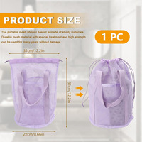 Sac de Douche Portable Suspendu en Maille Anti-Sable avec Cordon de Serrage pour la Plage