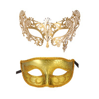 Masque Vénitien en Métal et Plastique avec Strass, Ensemble de Masques Noirs pour les Yeux, Réutilisable et Respirant pour Soirées, Halloween, Carnaval