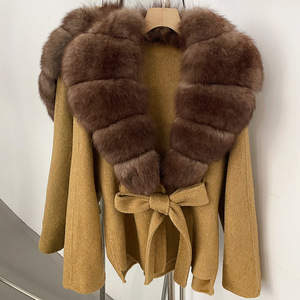 OUDINA Nouvelle mode élégante, <span class=keywords><strong>fourrure</strong></span> de renard naturelle véritable, laine double face, manteau en <span class=keywords><strong>fourrure</strong></span> d'hiver pour femmes - Product Image 2