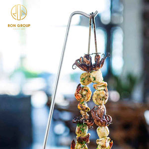 Accessoires de barbecue pour restaurant en gros, support de barbecue suspendu pour aliments, brochettes à viande, métal, acier inoxydable, brochettes à kebab, base, spiedino - Product Image 6