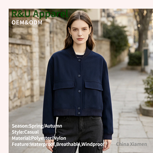 <span class=keywords><strong>Veste</strong></span> bomber pour femmes avec poches, style vintage, manches longues, boutons sur le devant, vêtements d'extérieur décontractés - Product Image 3