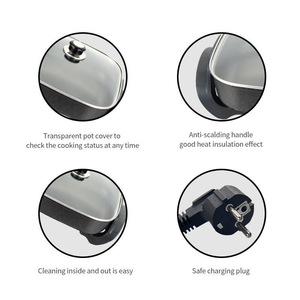 กระทะไฟฟ้าทรงสี่เหลี่ยม 110V หม้อปรุงอาหารอเนกประสงค์พร้อมฝาปิดสำหรับใช้ในร่ม - Product Image 4