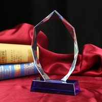 Logo personnalisé MH-JB0046 en forme de flamme de verre clair, Plaque de cristal, trophée de remise de prix