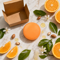 Barra de Champú Sólido Artesanal con Extracto de Naranja Cítrica, a Base de Plantas, Nutritiva, para un Cabello Suave, Sedoso y Brillante, Hidratante, 70g