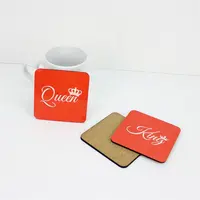 OEM Custom Logo Sublimation Printing Blank MDF Wood Square Cork Coasters