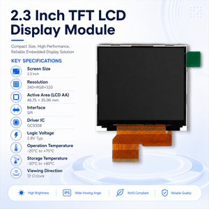 Écran LCD TFT IPS de 2,3 pouces 320x240 Interface SPI 4 lignes 16 broches IC pilote GC9308 180 cd/lumière Luminosité 180 cd/m² Montage par soudure - Product Image 2
