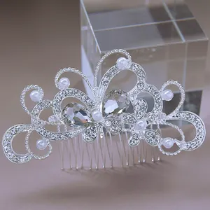 Crystal Bride Wedding Hair Comb Bridal Headpieces Rhinestone Pearl Hair Pieces Bridesmaid Side Combs Hair Accessories for Women