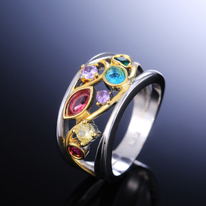 Anello da donna con pietre multicolori, stile estivo, elegante gioiello di tendenza, accessorio quotidiano, idea regalo - Product Image 5