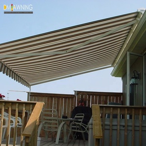 Modern Backyard Aluminum Manual <strong>Retractable</strong> <strong>Patio</strong> <strong>Awning</strong> with Adjustable Angle Polyester Sail PU Coated Finish Wall-Mounted - Product Image 3