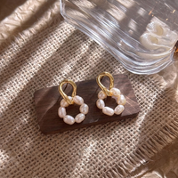 Pendientes de Perlas de Agua Dulce Chapados en Oro de 18K para Mujer, Estilo Barroco, Geométricos Irregulares, para Uso Diario y Fiestas, Venta al Por Mayor, OEM, Personalizados