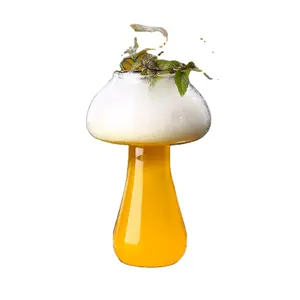 Verre à cocktail créatif en forme de champignon 250ml 8.5oz Verre à cocktail personnalisé unique en cristal clair