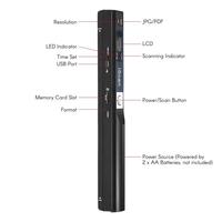 Scanner portable de documents IScan01 avec écran LED, capteur d'image par contact A4, USB, prend en charge les formats JPG/PDF, 2 piles AA