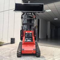 Mini-chargeuse sur chenilles SMT-450 améliorée avec nivellement automatique du godet pour projets de jardinage, aménagement paysager et creusement de fossés