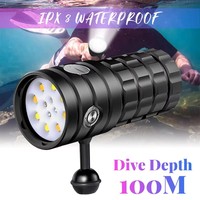 Lampe de plongée LED pour photographie, IP68, rechargeable, 6000 lumens, en alliage d'aluminium, torche d'éclairage de remplissage photo/vidéo sous-marine