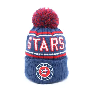 Custom len Blend Sport Men Womens Winter Bobble Hats, chất lượng cao Thick Fleece Lining Pom Pom Beanies Nhà sản xuất của - Product Image 1