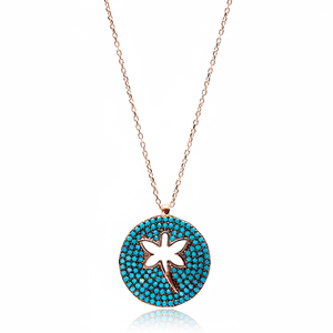 Libélula diseño Nano turquesa circón piedra colgante turco venta al por mayor hecho a mano 925 joyería de plata esterlina - Product Image 2
