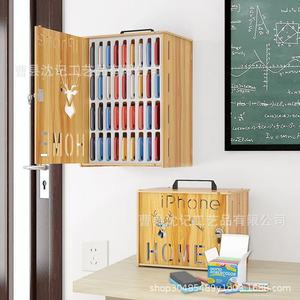 Wooden Mobile Phone Storage Cabinet With <b>Lock</b> <b>Portable</b> Office Classroom Organizer For Students Rectangle Standing Type - Product Image 3