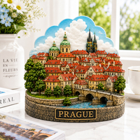 Estatua en Miniatura de Resina del Horizonte de Praga, Puente Carlos, Iglesia de Tyn, Modelo de Paisaje, Recuerdo Turístico de la República Checa