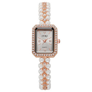Montre pour femme tendance 2026 avec cristal carré et quartz, bracelet de perles - Style élégant, bracelet en acier inoxydable, résistante à l'eau - Faible coût - Product Image 6