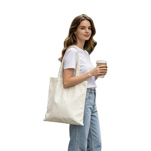 <b>Plain</b> Blank <b>Canvas</b> Cotton Tote Bag, Reusable Durable Shoulder Handbag for Work Shopping Daily Use OEM ODM Custom Logo - Product Image 1