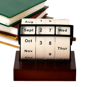 2025 calendrier de bureau perpétuel rotatif en bois réutilisable mois semaine jour affichage de la Date pour le bureau à domicile - Product Image 1