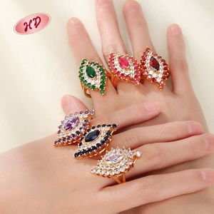 18K Gold Plated Luxury Adjustable Copper Fashion <b>Rings</b> <b>Cubic</b> <b>Zirconia</b> Eye Trendy Jewelry for <b>Wedding</b> Party Engagement for Women - Product Image 5