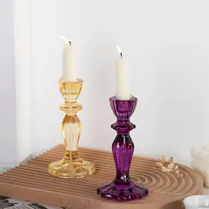 Individueller Glaskerzenhalter elegantes Design handgefertigter Kerzenständer Raumdekoration Glas-Kerzenständer