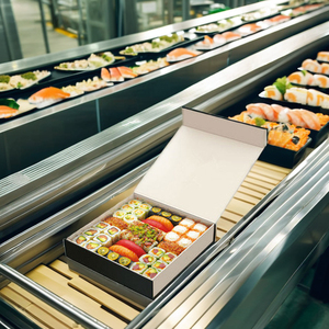 Hengxing กล่องใส่ซูชิแบบพับได้ทำจากกระดาษแข็งแข็งสีดำหรูหรารีไซเคิลได้ - Product Image 5