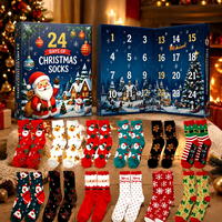2026 Weihnachtssocken Weihnachtsthemen-Doppelöffnungsbox Socken-Adventskalender Überraschungsbox