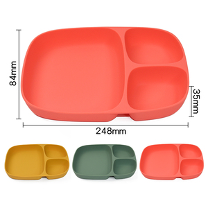 Assiette en silicone de qualité alimentaire, couleurs assorties, design à compartiments, souple, sans BPA, vaisselle pour tout-petits et enfants, vente en gros - Product Image 2