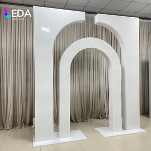 LEDA New Design White Metal Arch Chandelier <b>Stand</b> <b>Backdrop</b> Stage Decoration for Events Decor - Product Image 2