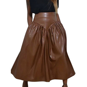 Plus Size Women's PU Leather Pocket Long <strong>Skirt</strong> - Product Image 1