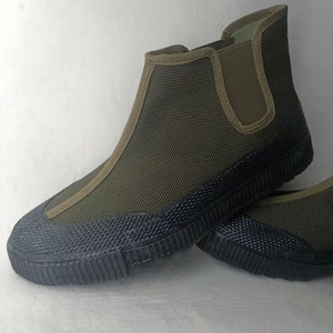 Chaussures de travail montantes en toile et caoutchouc pour hommes, noires, antidérapantes, respirantes, à talon bas, de sécurité, pour la construction et l'extérieur - Product Image 2